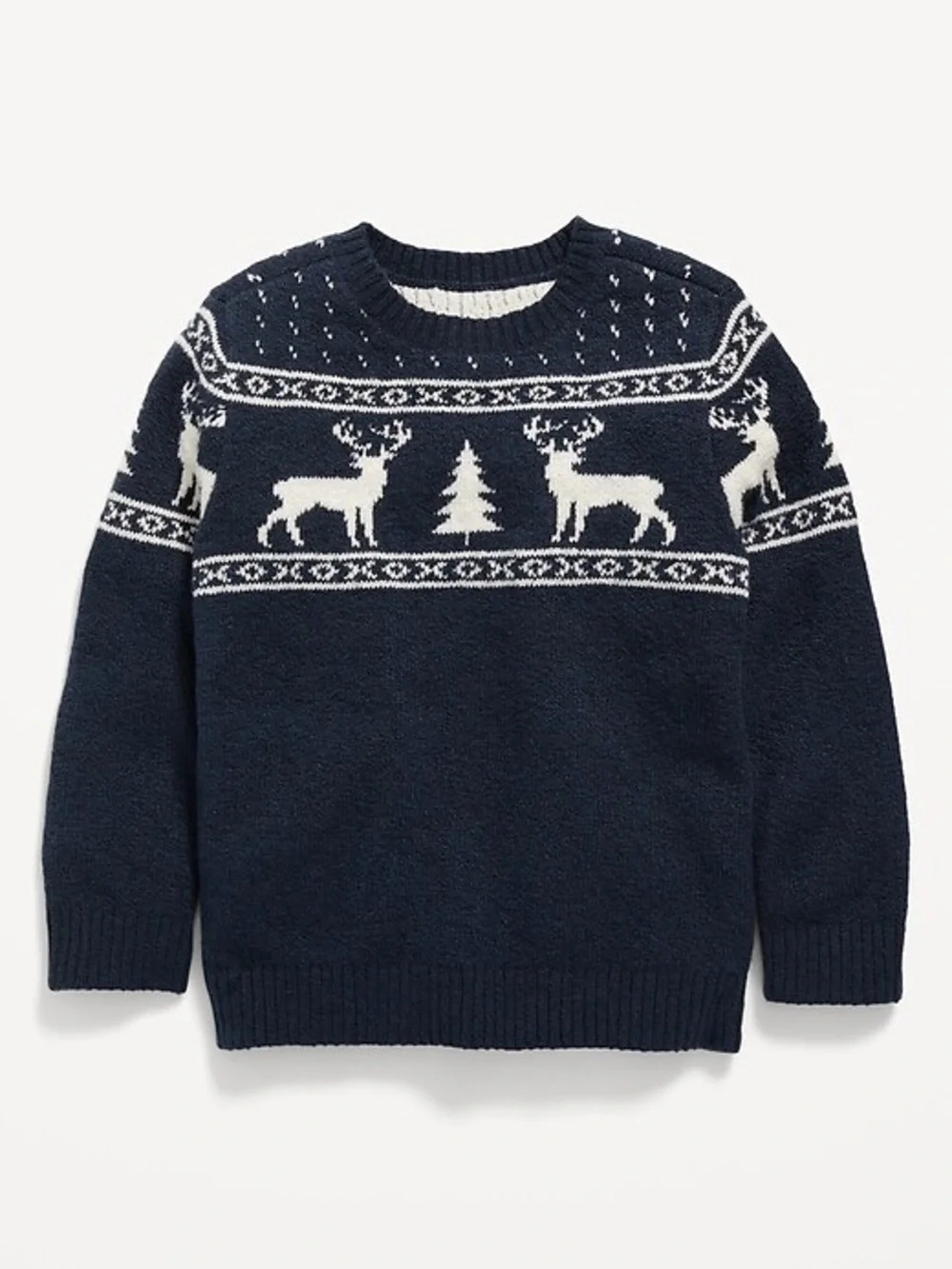 Old Navy Knit Crewneck Sweater Boys 3T ~ Vintage Christmas Reindeer Design
